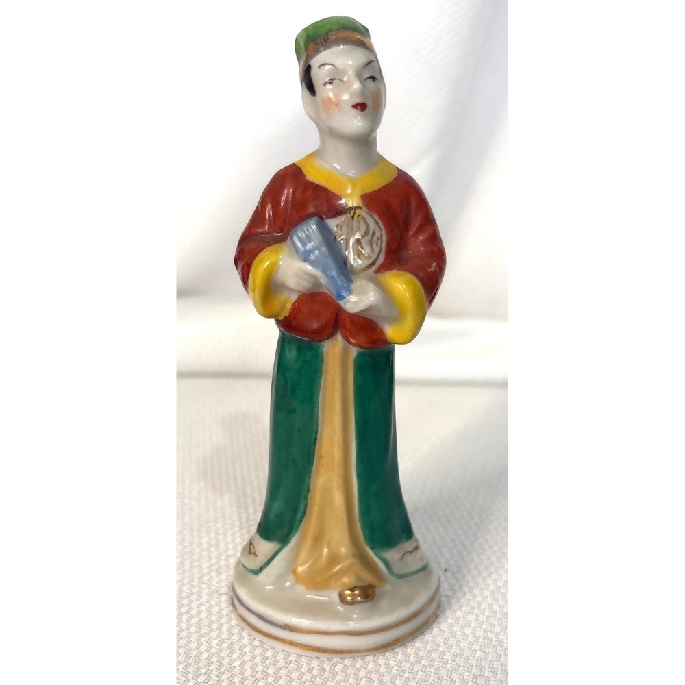 Vintage Occupied Japan Porcelain Figurine Asian Figure Hand Painted 5.25 Inch